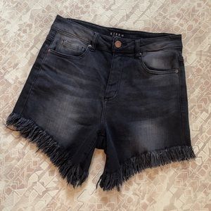 Like New Risen High Waist Frayed Hem Black Shorts